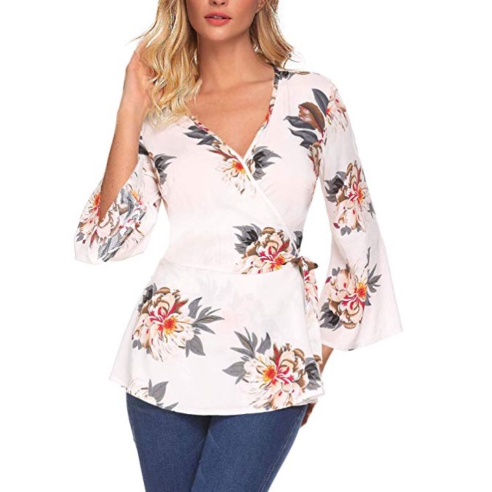 Bell sleeve wrap top brand new